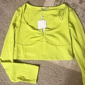 NWT Zara ribbed long sleeve crop top